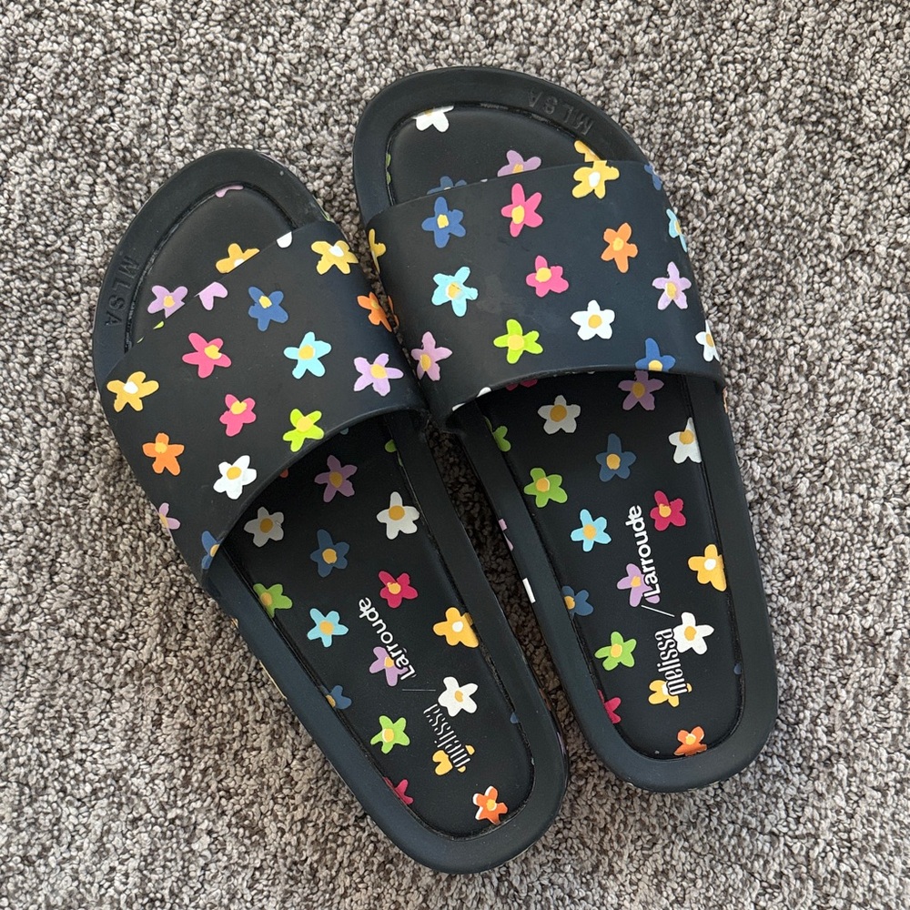 Melissa and Larroude Colorful Floral Slide Sandals